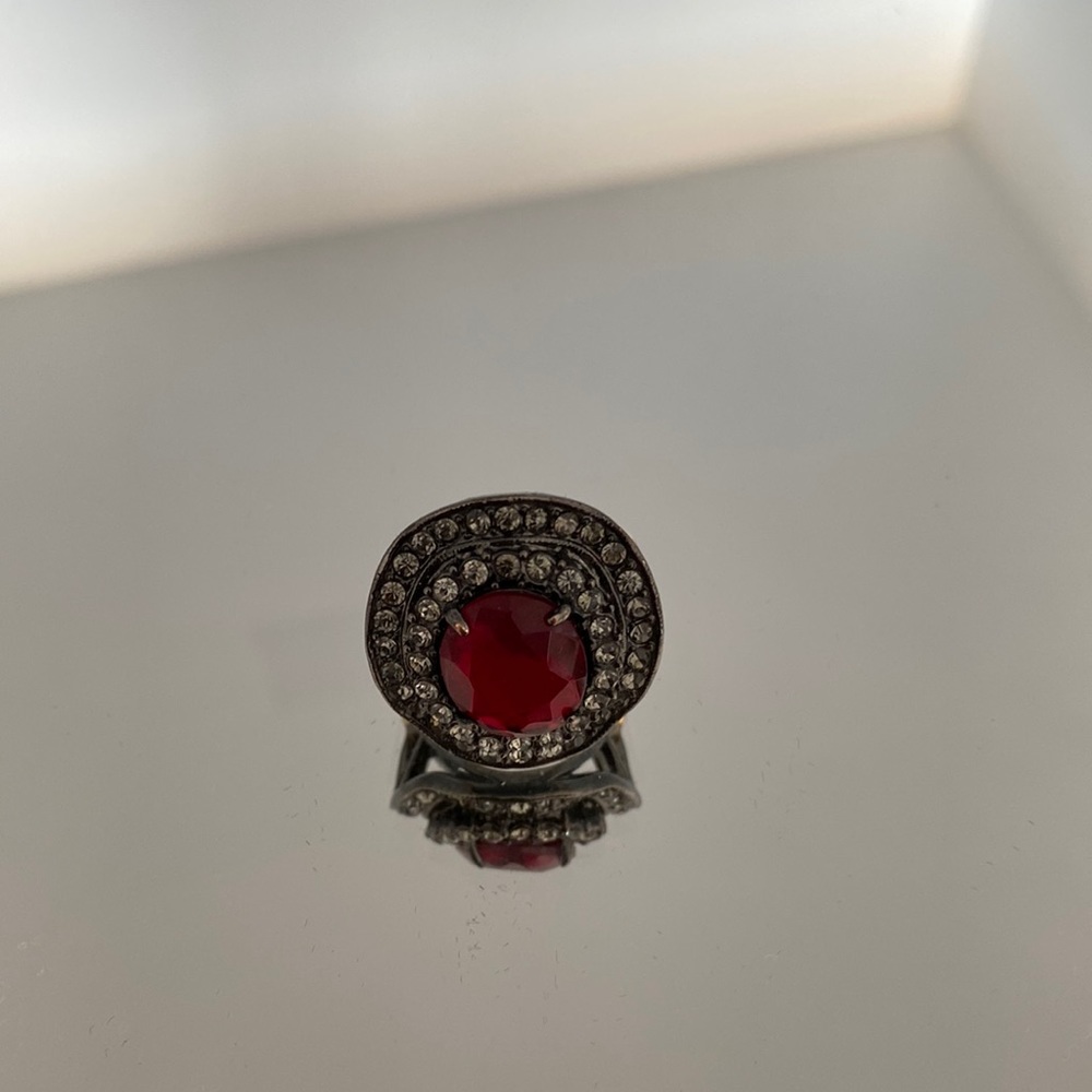 Red crystal banana republic ring